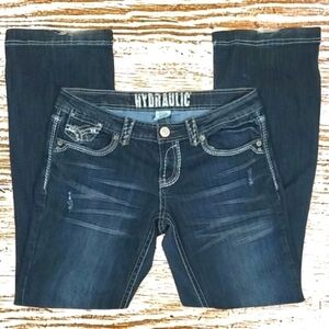 Hydraulic Women's Jeans Size 9/10 Boot Cut Minor Distressed Fancy Stitching